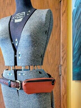 NWOT MaggiB Patent Leather Belt Bag & Eyeglasses Holder in Coral